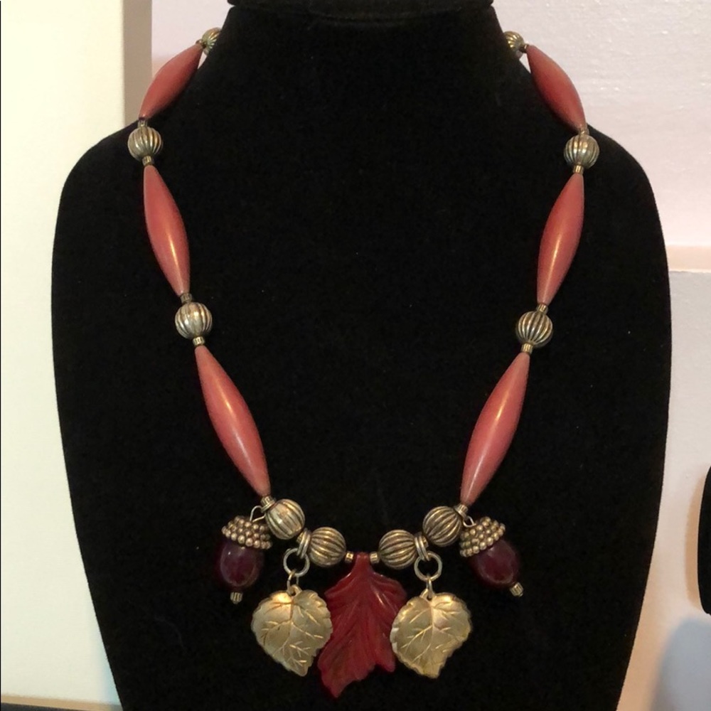 Fall Leaves and Acorns Necklace
